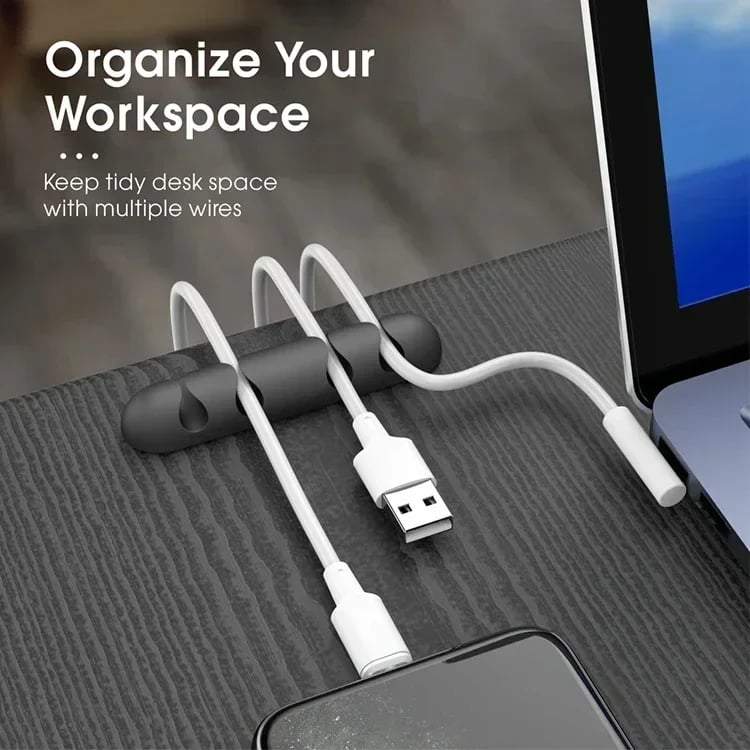 VIKEFON Cable Cord Wire Organizer Silicone USB Cable Winder Management Clips Self Adhesive for Mouse Keyboard Headset For iPhone - Image 6
