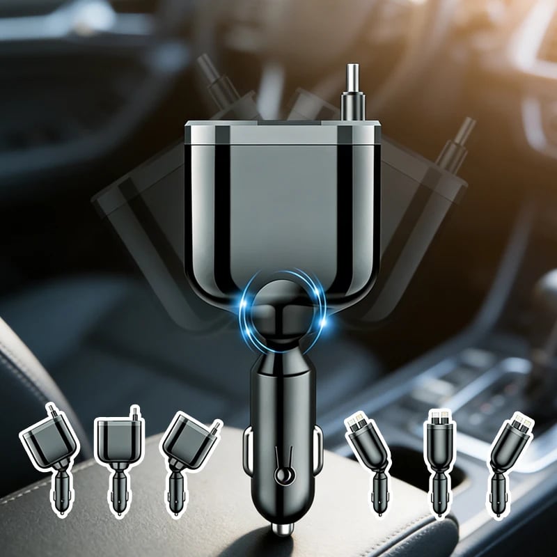Fast Charging Car Charger 66W USB Type C PD Multiport with Retractable Cable LED Voltage Universal Cigarette Lighter Starlight - Image 3