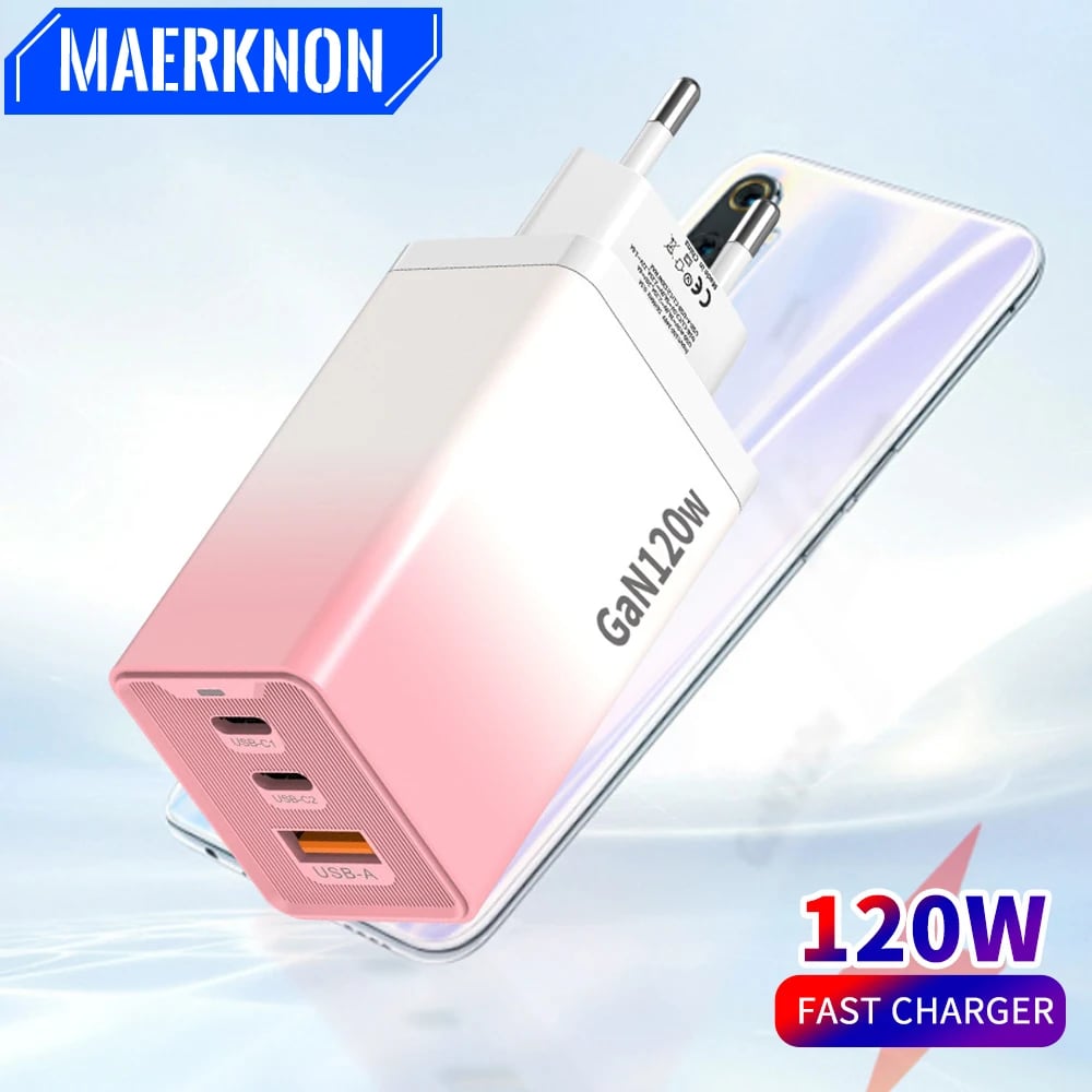 3 Ports USB Charger 120W GaN Fast Charging Phone Charger Adapter For iPhone Samsung Xiaomi PD Type C Quick Charge Wall Charger - Image 1