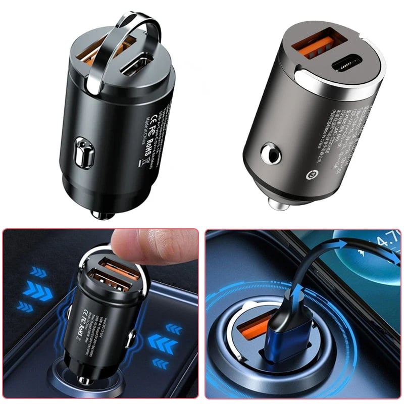 QC3.0 PD Car Charger 5A Fast Charing 2Port 12-24V Cigarette Socket Lighter 100W / 200W Car USBC Charger for iPhone Power Adapter - Image 6