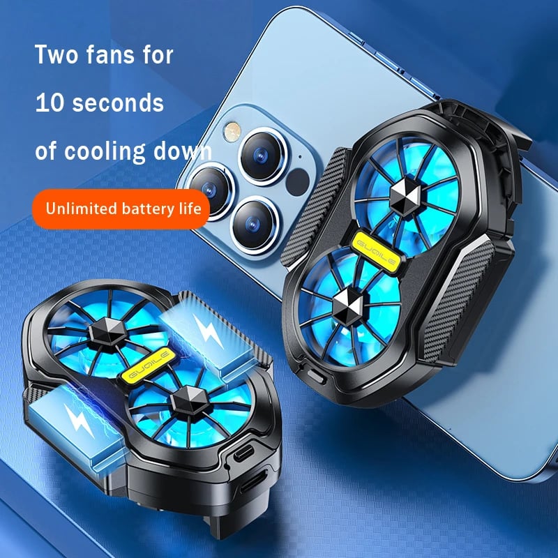 2025 New FS01 Dual - Fan Mobile Phone Cooler, Cools Down In 10 Seconds + Wireless Battery Life, 