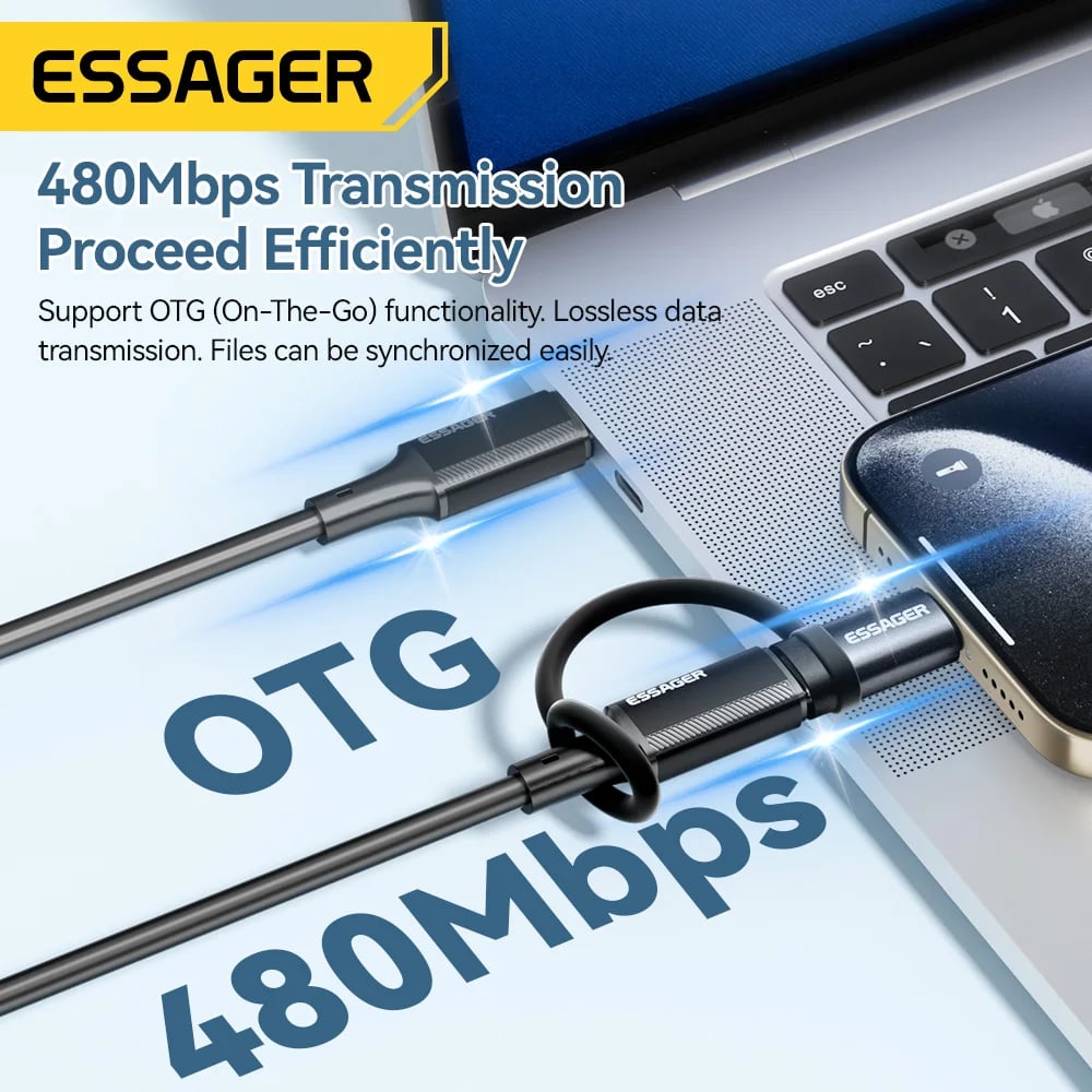 Essager Lighting To Type C Adapter 3A Fast Charging IOS Female to Type-C Male Connector For IPhone 15 14 13 Pro IPad Converter - Image 6