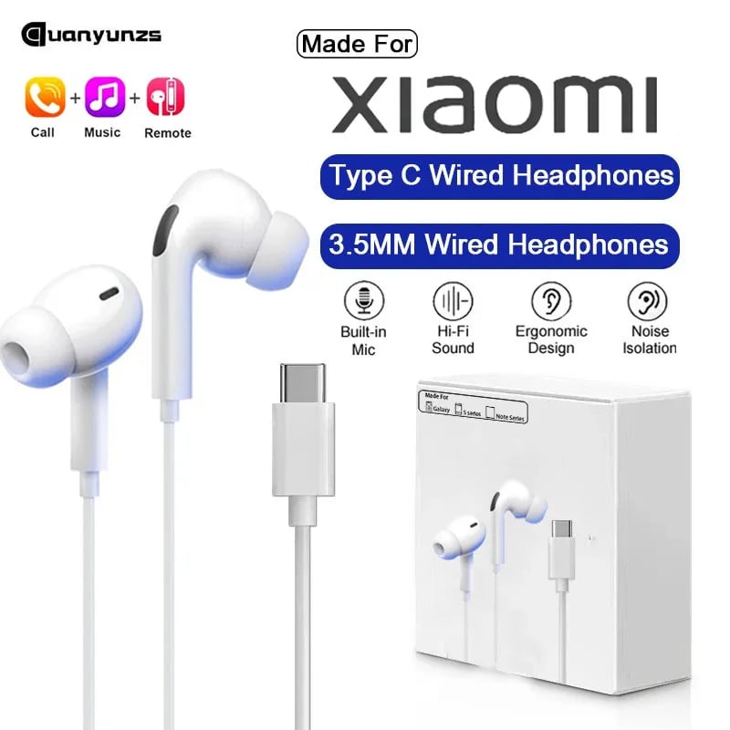 Original Type C Wired Headphone For Xiaomi Mi 14 13 12 Pro Ultra Lite 3.5MM Earphone Redmi Poco Huawei Samsung Earbuds Headset - Image 4