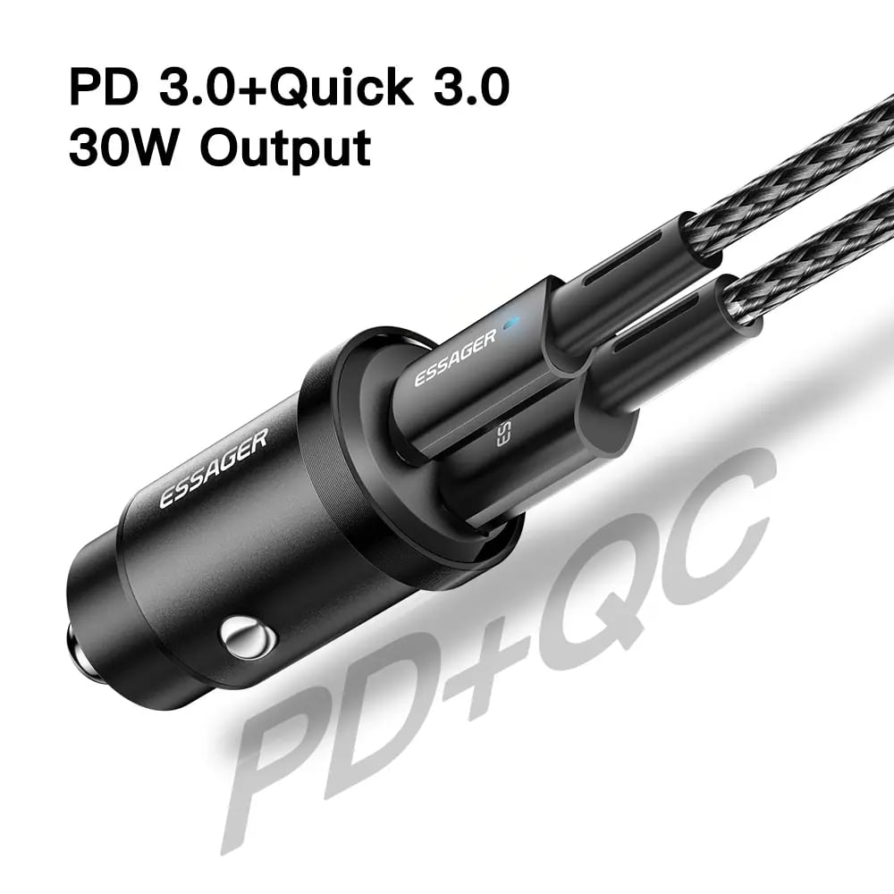 Essager 30W 5A QC PD 3.0 SCP USB Car Charger Quick Charge4.0 USB Type C Car Fast Charging For iPhone 12 13 Huawei Samsung Xiaomi - Image 4
