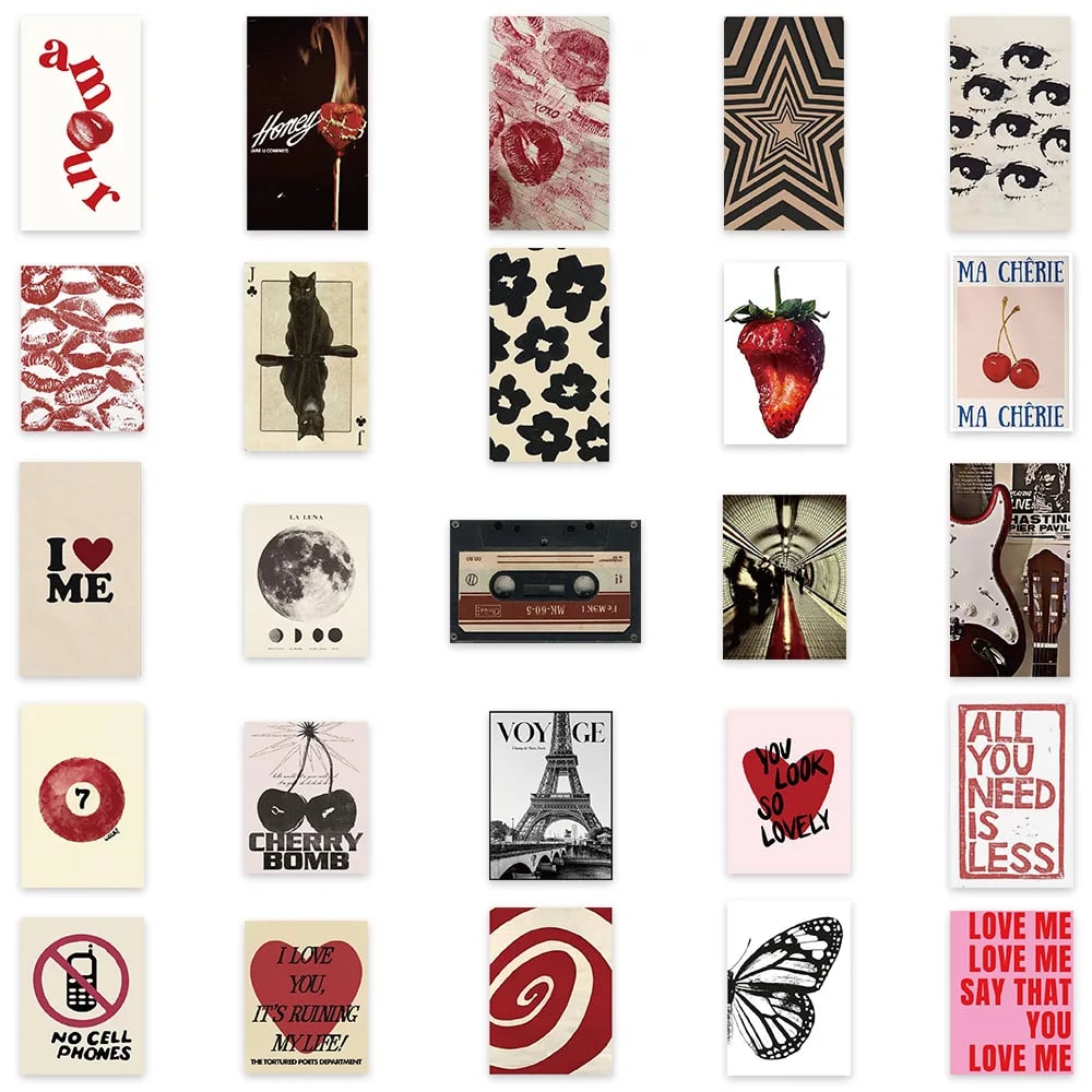 50Pcs Retro Y2K Girls Stickers Downtown Y2K DIY Stickers Scrapbooking Phone Luggage Skateboard Waterproof Decals - Image 4