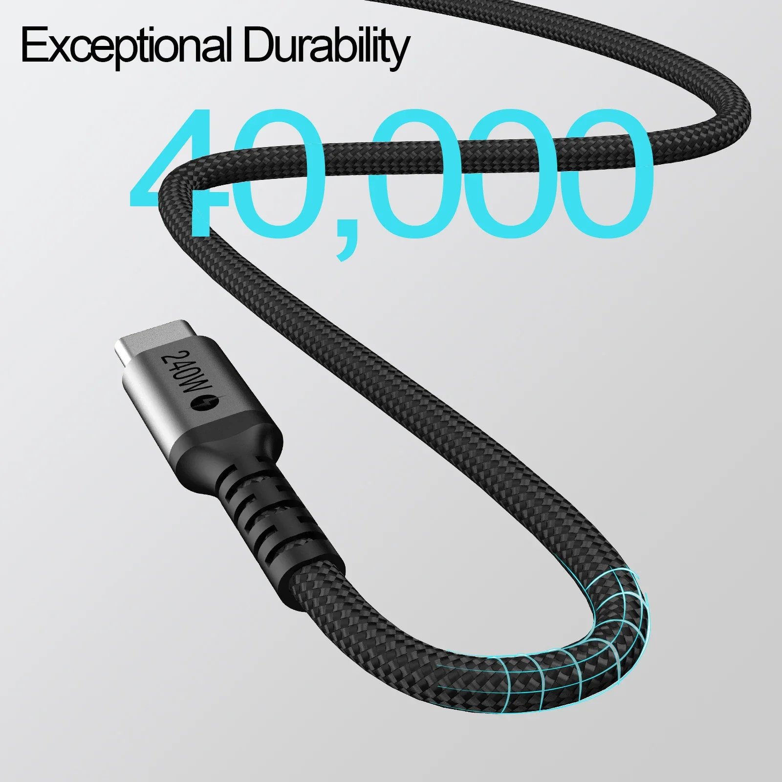 كابل USB-C إلى USB-C بقدرة 240 وات، شحن سريع PD 3.1، متوافق مع 140 وات/100 وات/60 وات، iPhone 15 Pro Max، MacBook Pro، Galaxy S24 - صورة 6