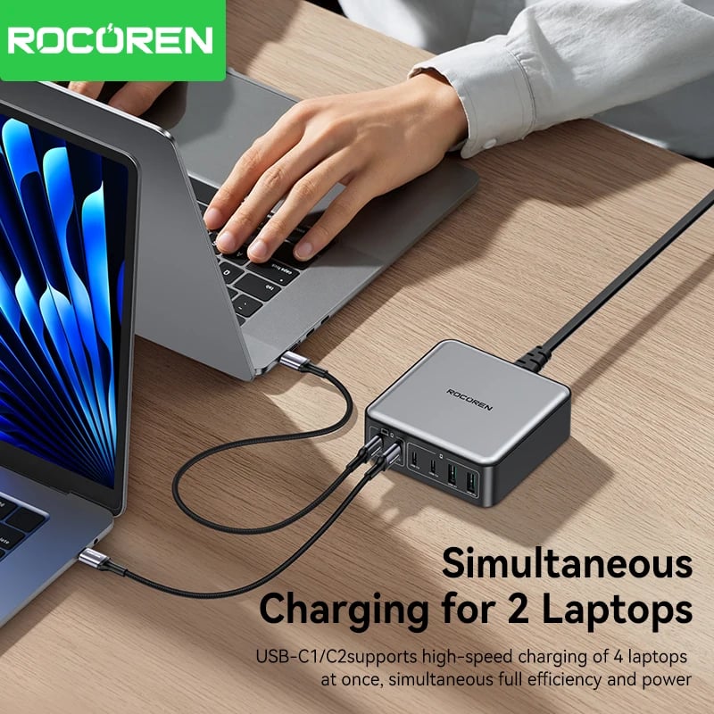 Rocoren 200W GaN Charger PD Fast Charging USB Type C Charger 270W 6 in 1 USBC Power Station For iPhone 16 15 Pro Max Xiaomi 14 - Image 6