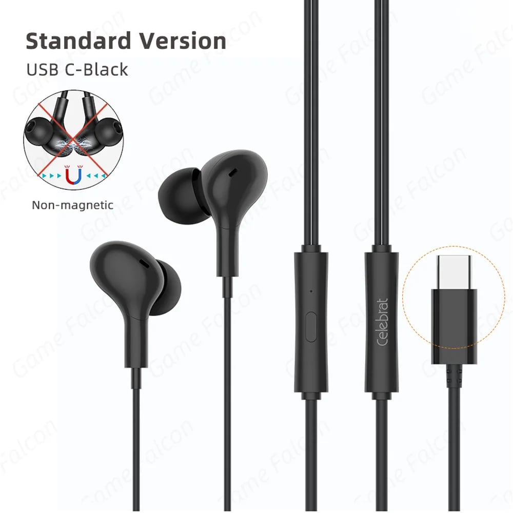 USB C Headphone for Samsung Galaxy S24 S25 S26 Ultra A17 A54 Magnetic Wired Earbuds Noise Canceling in Ear Earphones with Mic - Image 10
