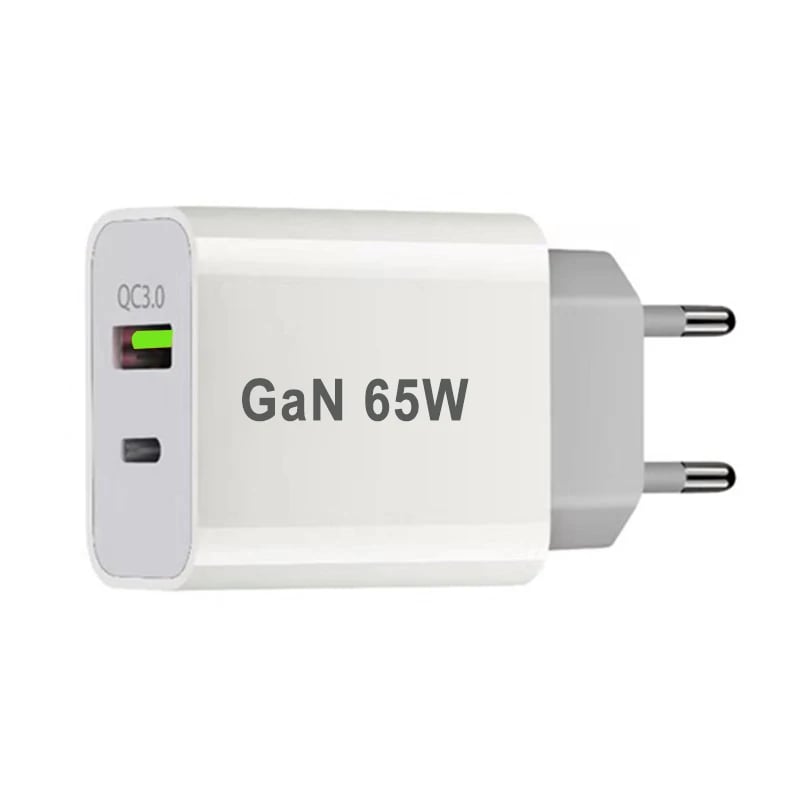 QC3.0/PD Fast Charger 65W Dual Port Charger For AU/EU/UK/US Plug Quick USB/Type-c Mobile Phone Charger For iphone C2C/C2L Cable - Image 4