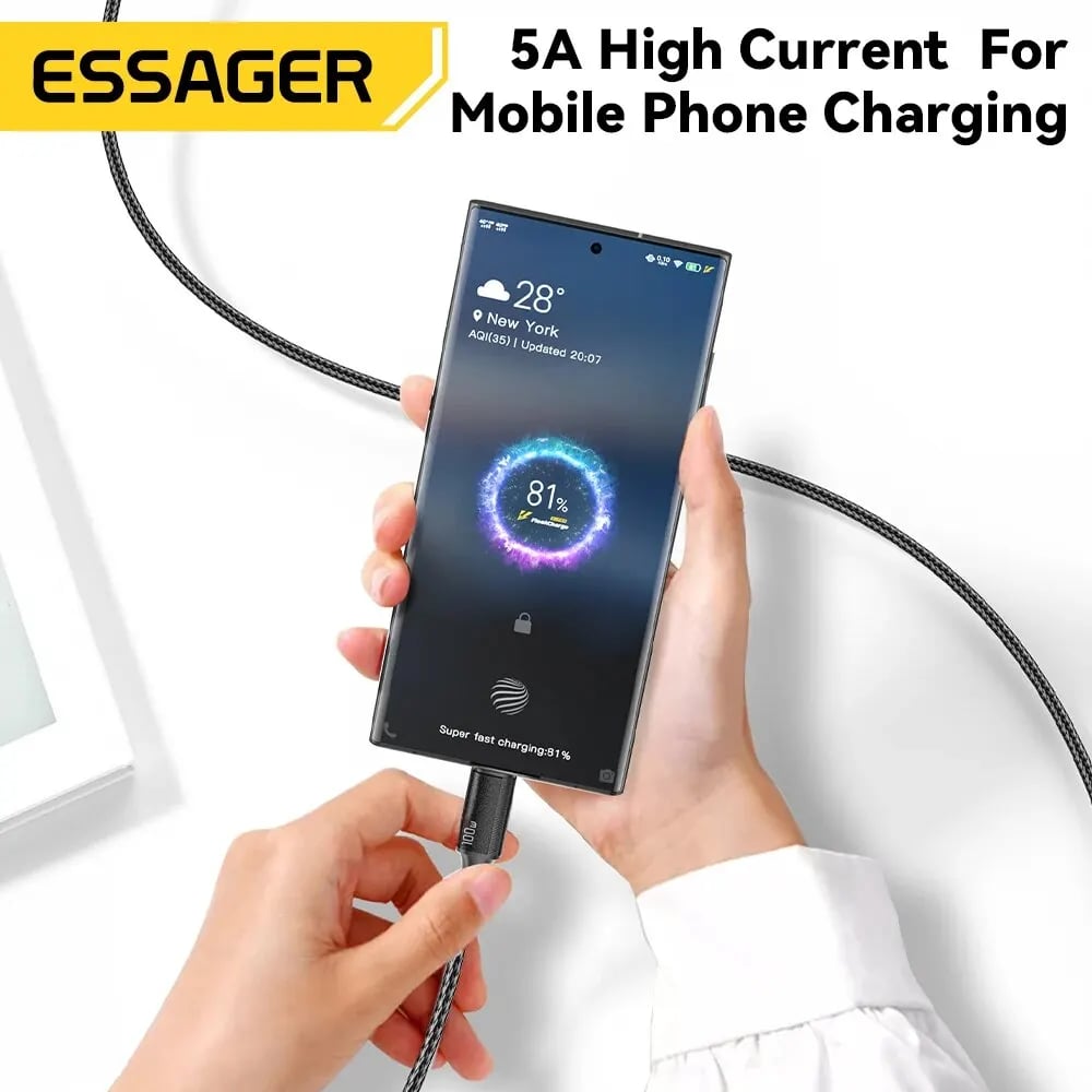 Essager 100W USB C to USB Type C Cable PD Quick Charge Fast Charging For Xiaomi Mi11 Samsung Macbook iPad USB-C Charger Cord - Image 6