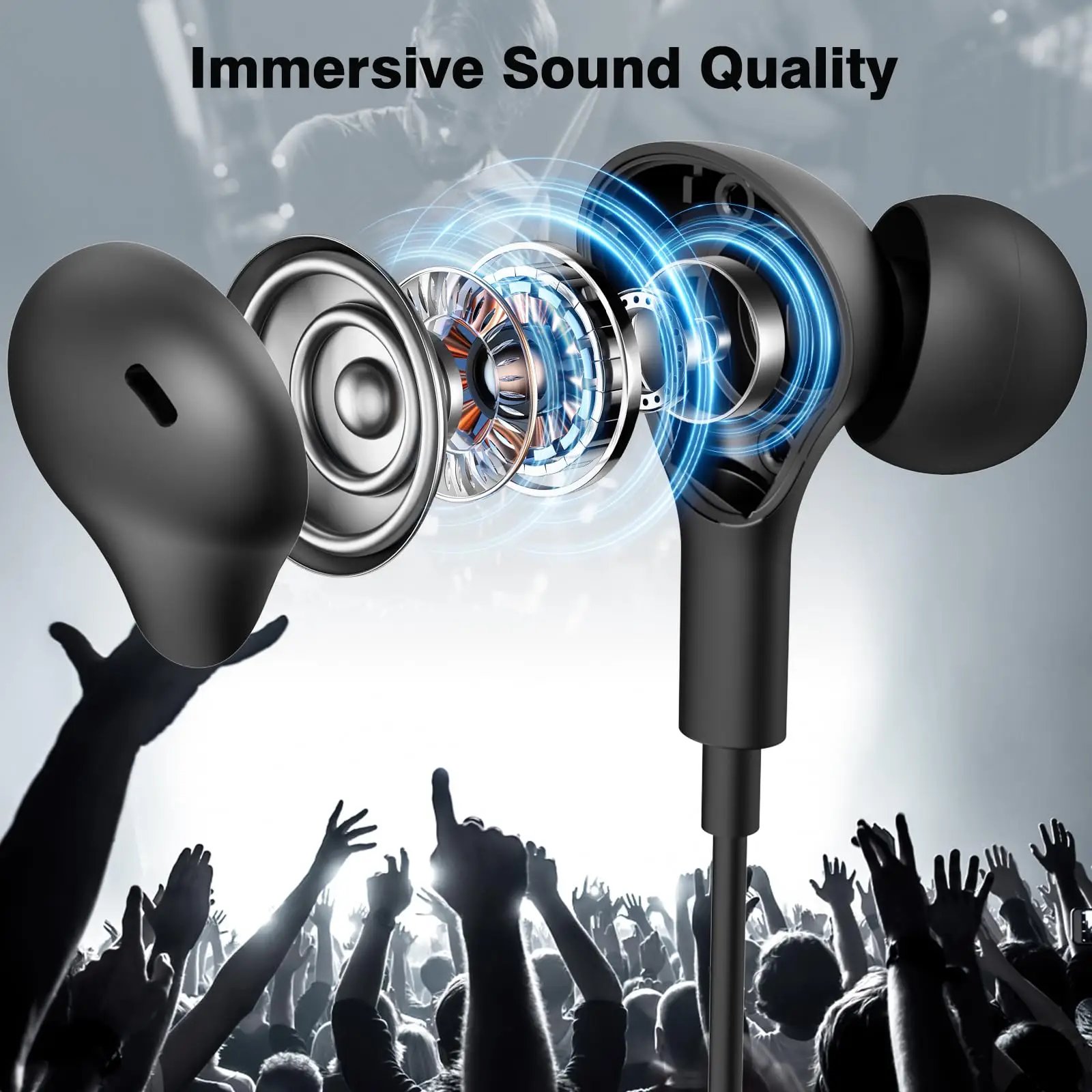 USB C Headphone for Samsung Galaxy S24 S25 S26 Ultra A17 A54 Magnetic Wired Earbuds Noise Canceling in Ear Earphones with Mic - Image 5