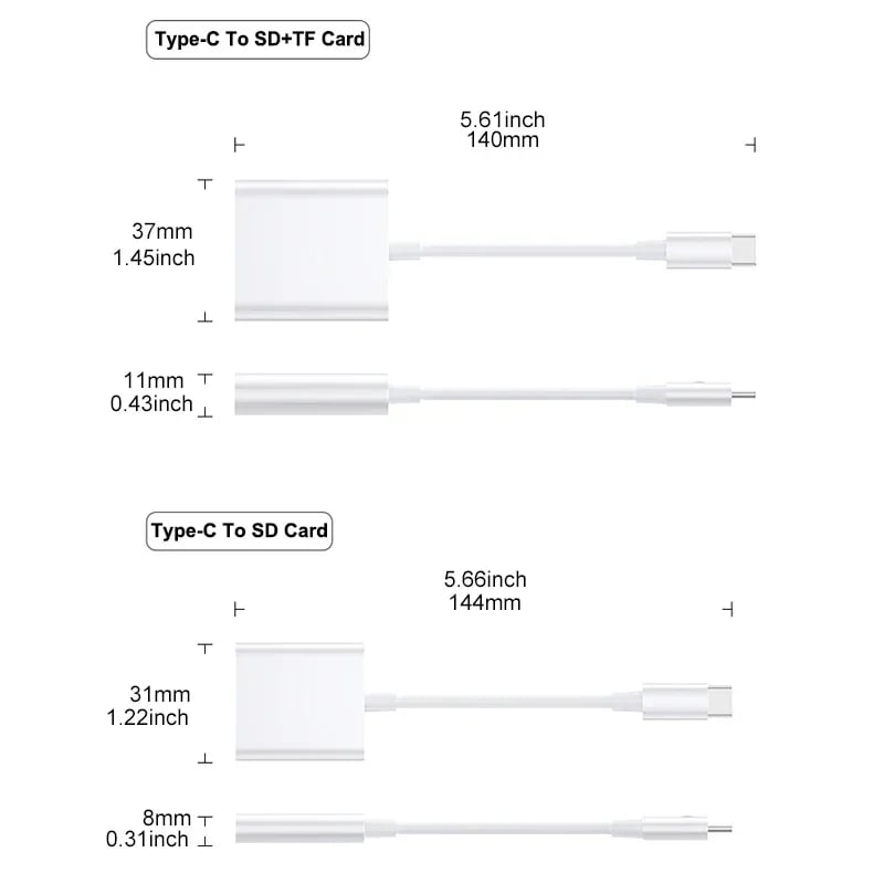 2-in-1 Type C Card Reader SD TF Memory Card Reader USB C OTG Adapter High Speed Data transmitter for Macbook Huawei Samsung - Image 3