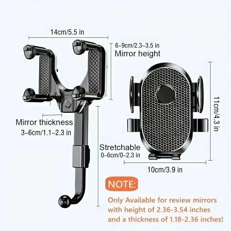 Rearview Mirror Phone Holder for Car, 360° Rotating Rear View Mount  Multifunctional GPS Universal Car All Smartphones - Image 2