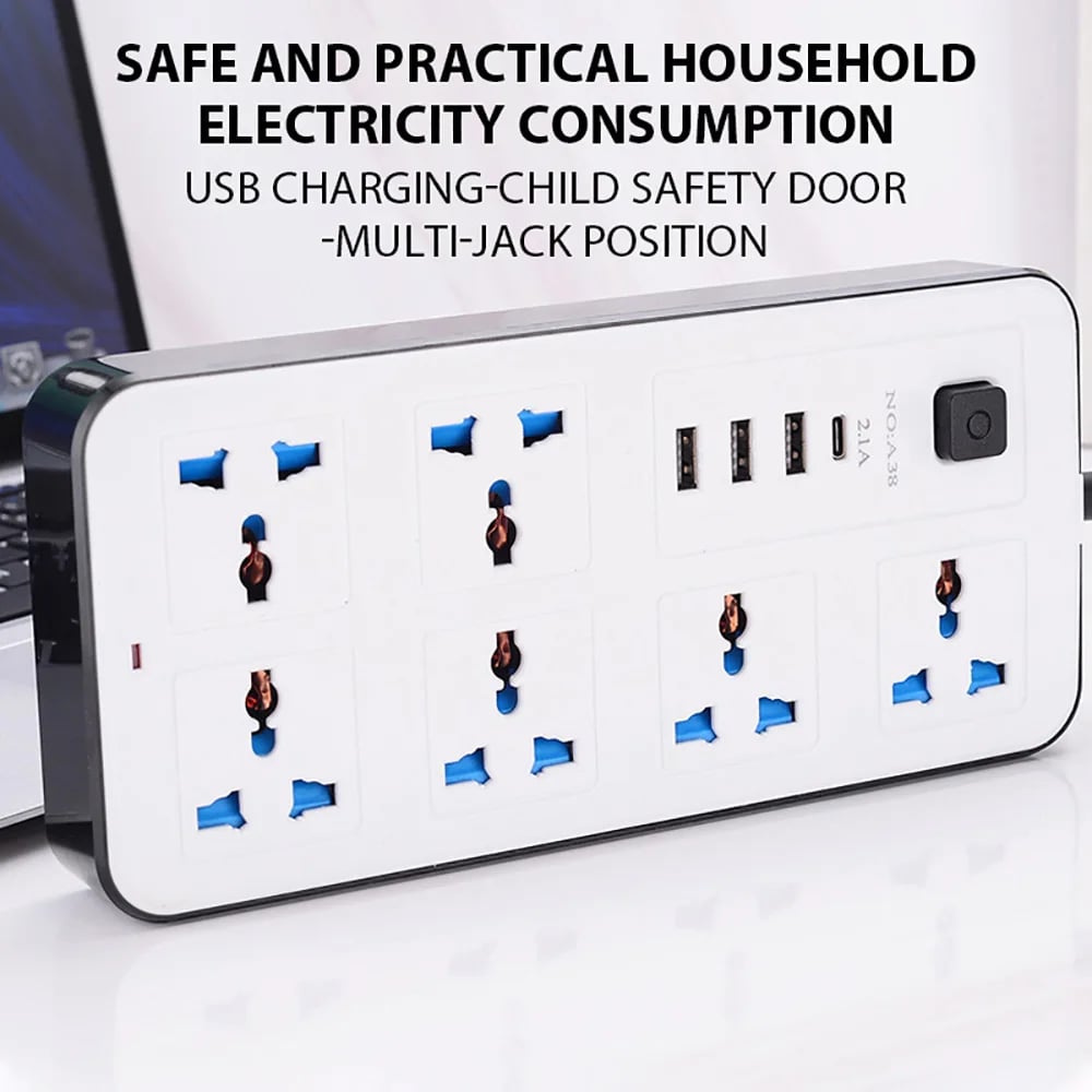 Multi Ports Power Socket Universal Plug EU US UK Power Strip Charger With Extension Cable Type C USB Charger Electrical Socket - Image 4