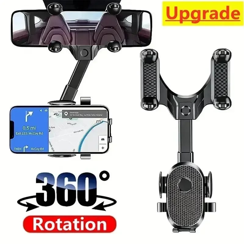 Rearview Mirror Phone Holder for Car, 360° Rotating Rear View Mount  Multifunctional GPS Universal Car All Smartphones - Image 1