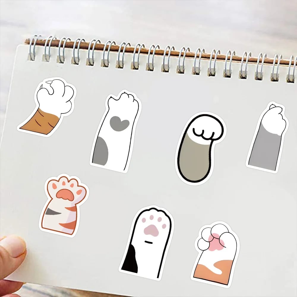 Cat Paw Stickers, Cute Paw Print Stickers, 61PCS Funny Vinyl Waterproof Stickers for Water Bottle Laptop Journal Scrapbook - Image 5