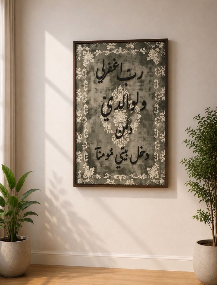 لوحة جدارية أنيقة تضم أدعية مختارة تضيف هدوءًا وروحانية للمكان - صورة 1