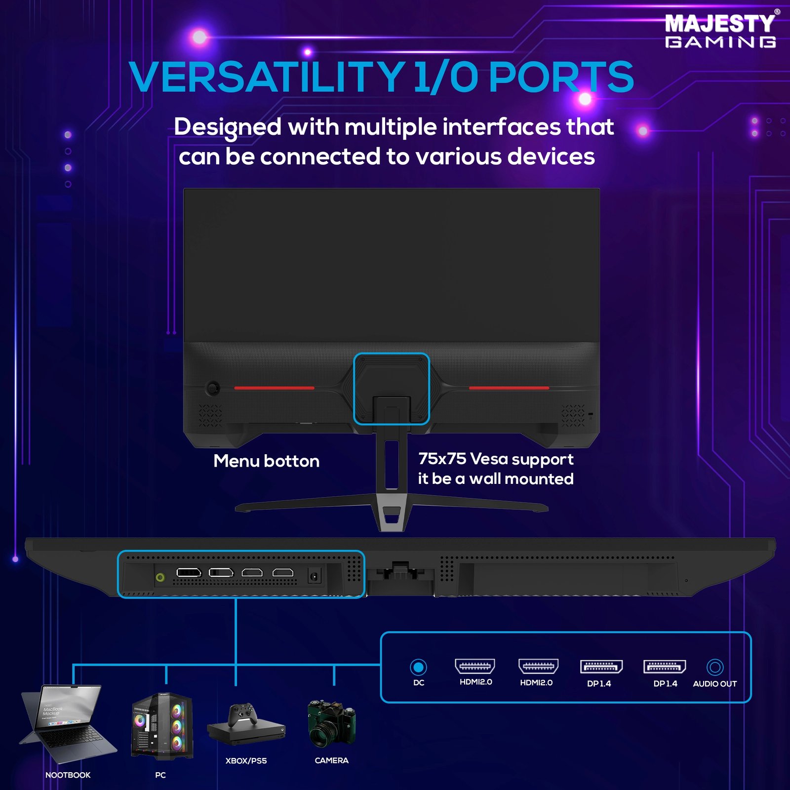 شاشة قيمنق ماجيستي 24.5 بوصة – FHD 1080P، 200Hz، 0.5ms، IPS، HDR، G-SYNC & FreeSync - صورة 2
