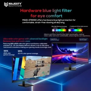 شاشة ألعاب ماجيستي 27 بوصة منحنية(شاشة كيرف)1800R – FHD 1080P، 260Hz، 1ms، VA، HDR، G-SYNC & FreeSync - صورة 2