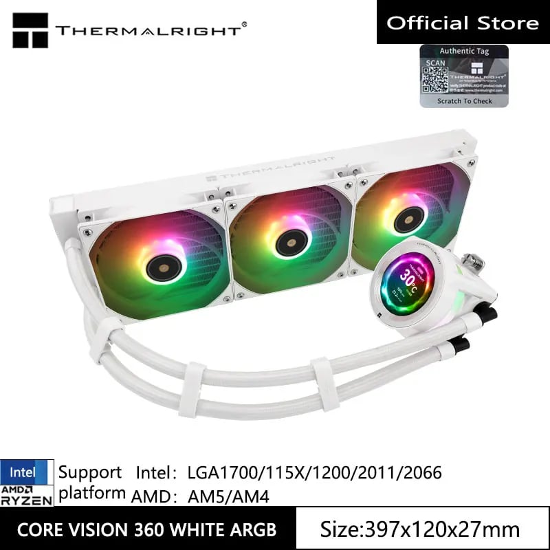 CORE Vision 360 – مبرد مائي 360 مم بشاشة LCD مقاس 2.1 بوصة - صورة 6