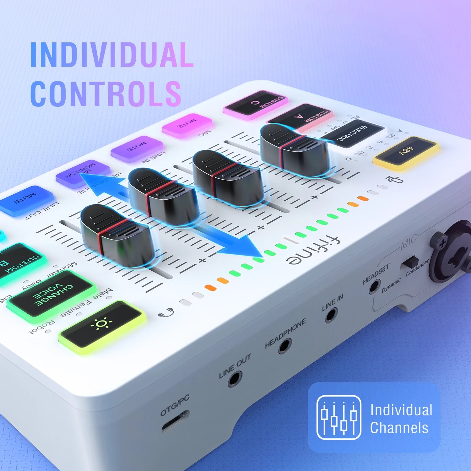 خلاط FIFINE SC3W للبث والألعاب 4 قنوات مع RGB - صورة 7