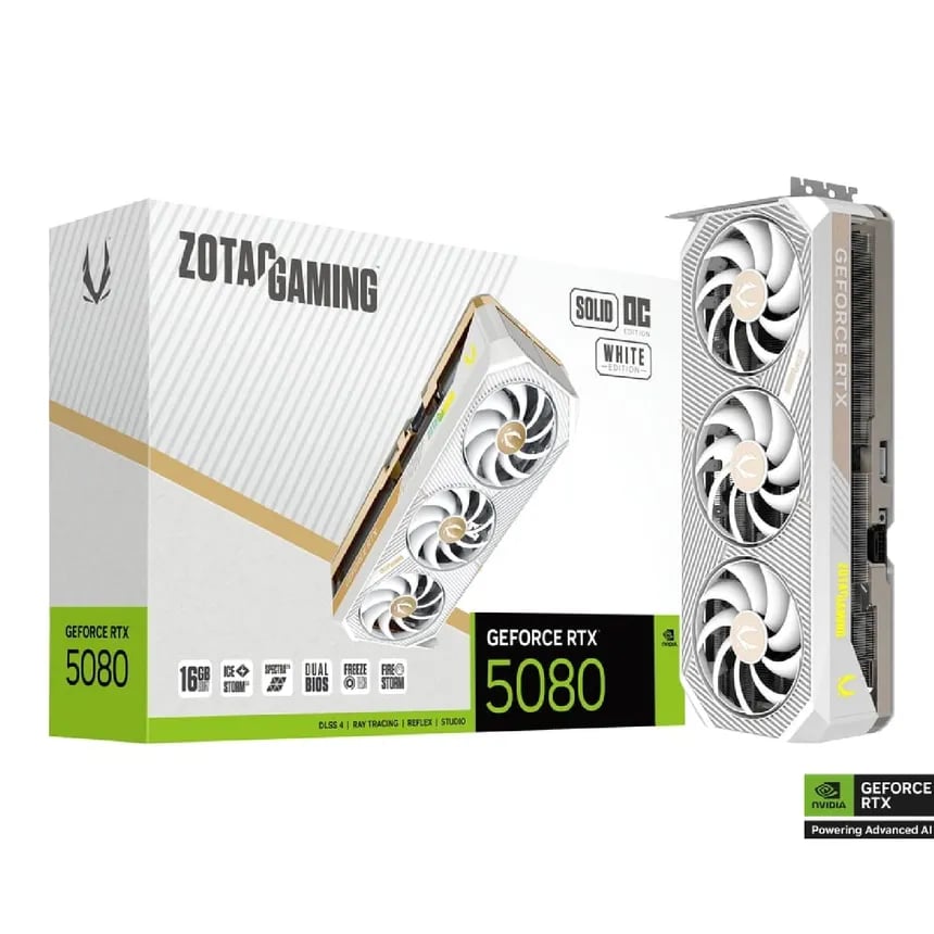 ZOTAC GAMING RTX 5080 SOLID OC - 16GB WHITEكرت ابيض - صورة 1
