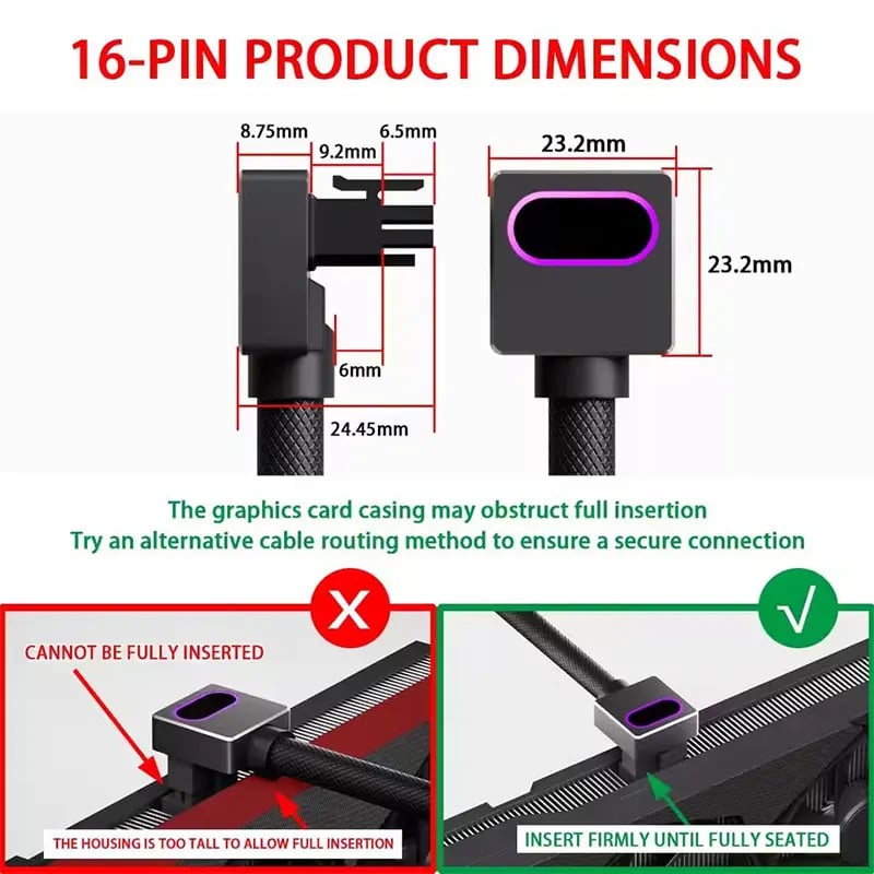 UPSIREN – كابل طاقة 16Pin ARGB لكرت الشاشة بزاوية 90 درجة - صورة 5