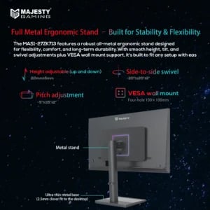 شاشة 200hz ألعاب ماجيستي 27 بوصة – QHD 2K، 200Hz، 1ms، FAST IPS، HDR400، G-SYNC & FreeSync - صورة 5