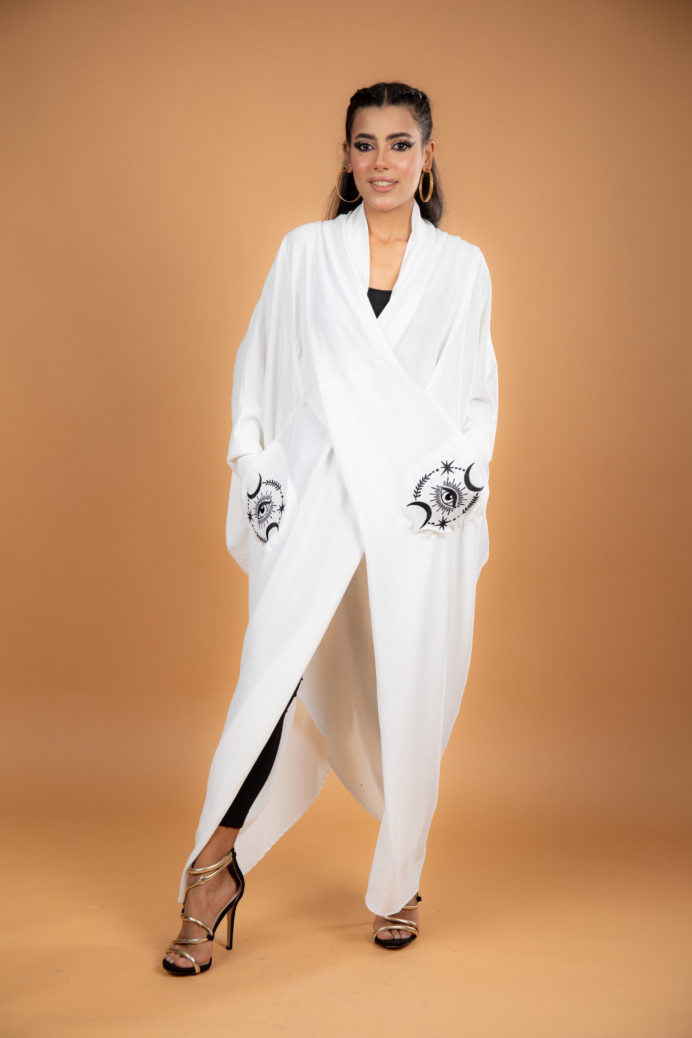 Asymmetric Oversized Eye Embroidery Top - Image 2