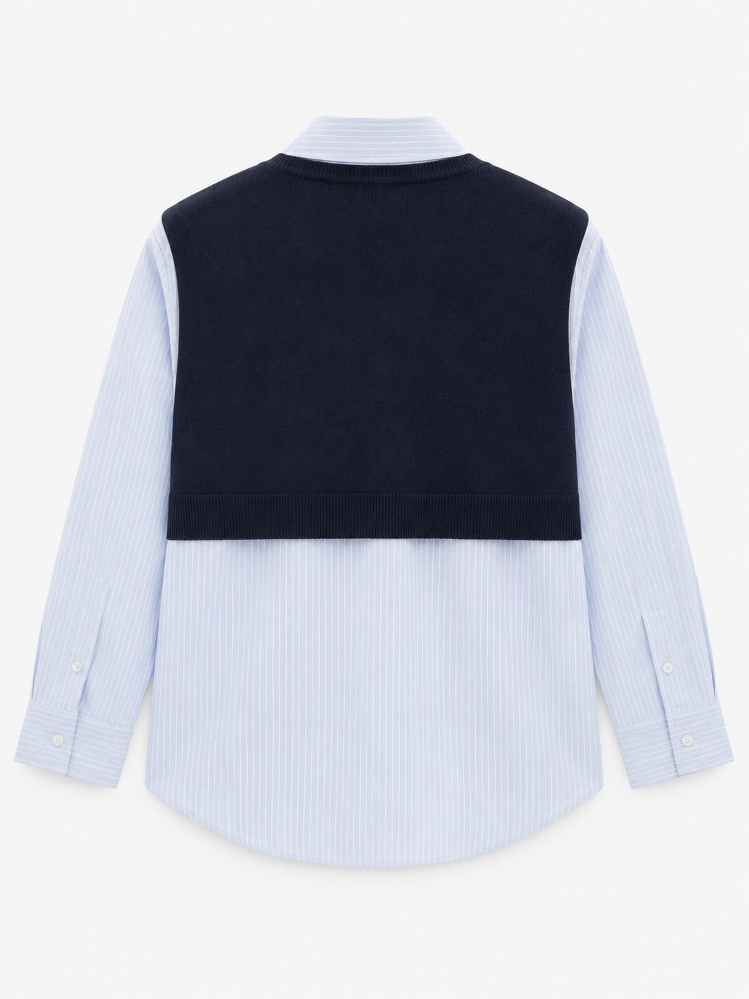 Striped Shirt with Draped Shoulder Knit - Image 3