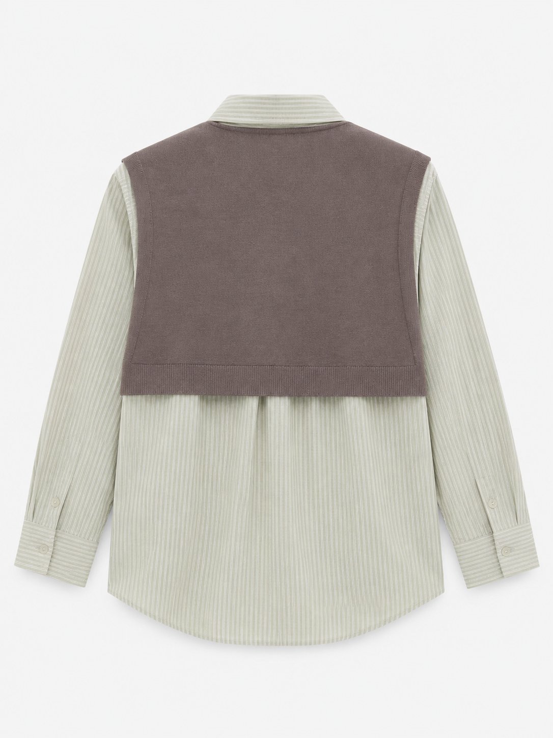 Striped Shirt with Draped Shoulder Knit - Image 5