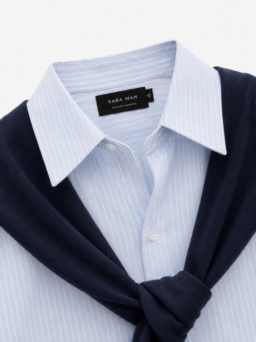 Striped Shirt with Draped Shoulder Knit - Image 2