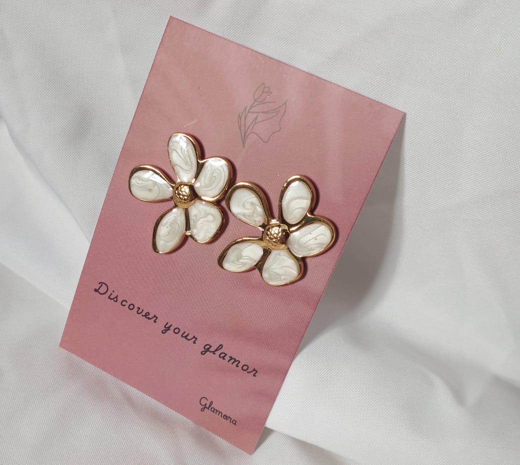 White Flower Earrings - Image 2