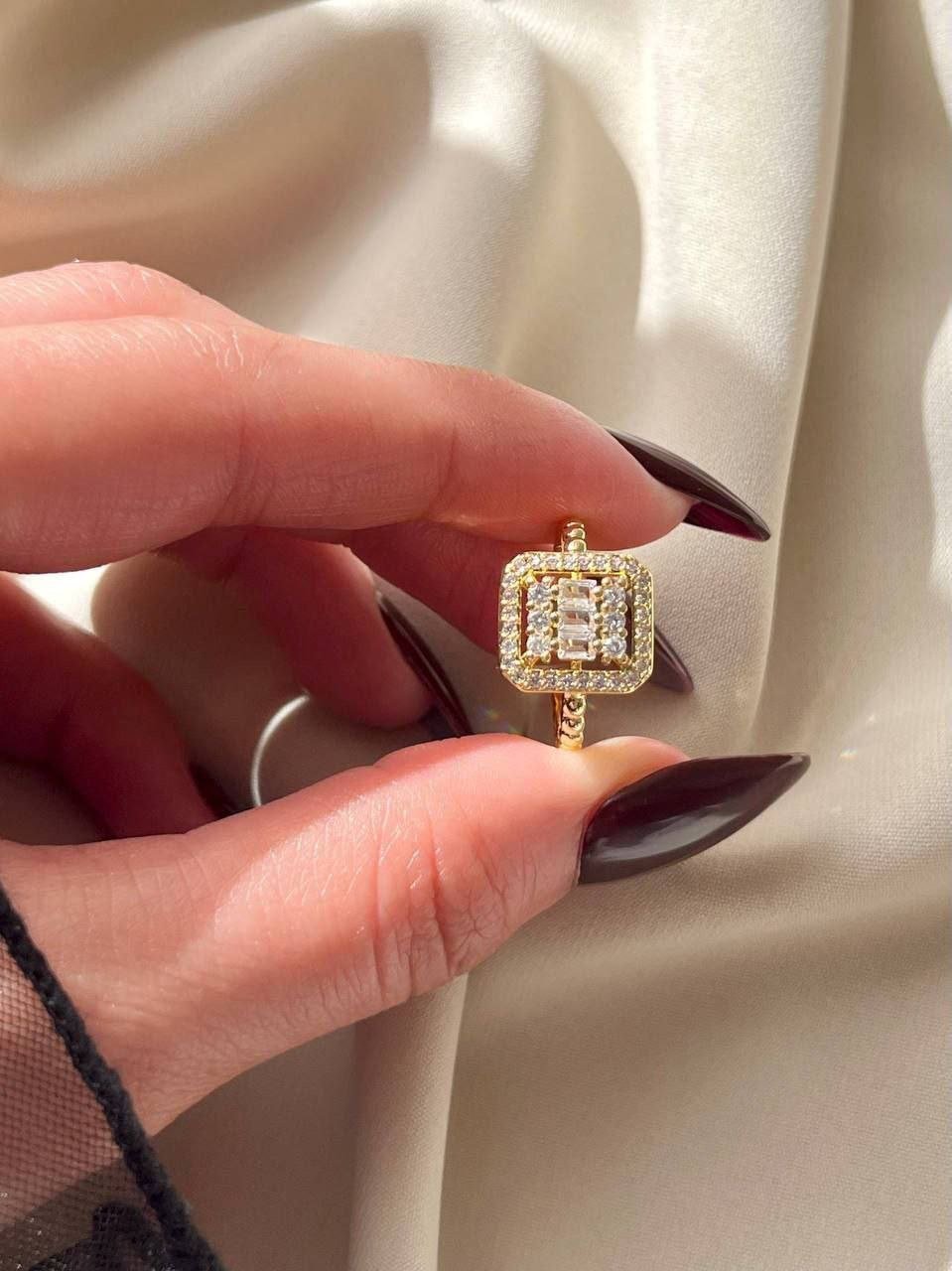 Gold Square Ring - صورة 2