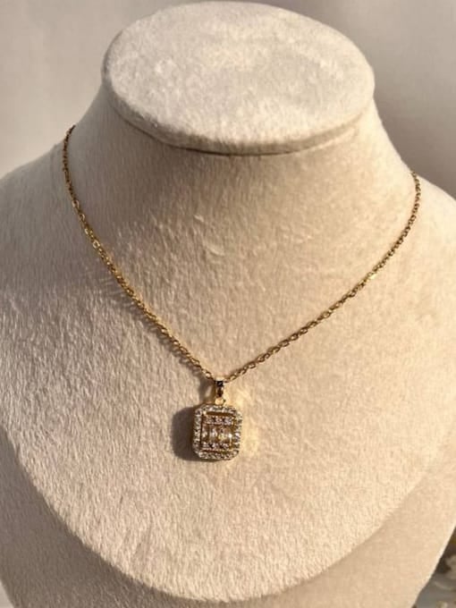 Gold square necklace - صورة 2