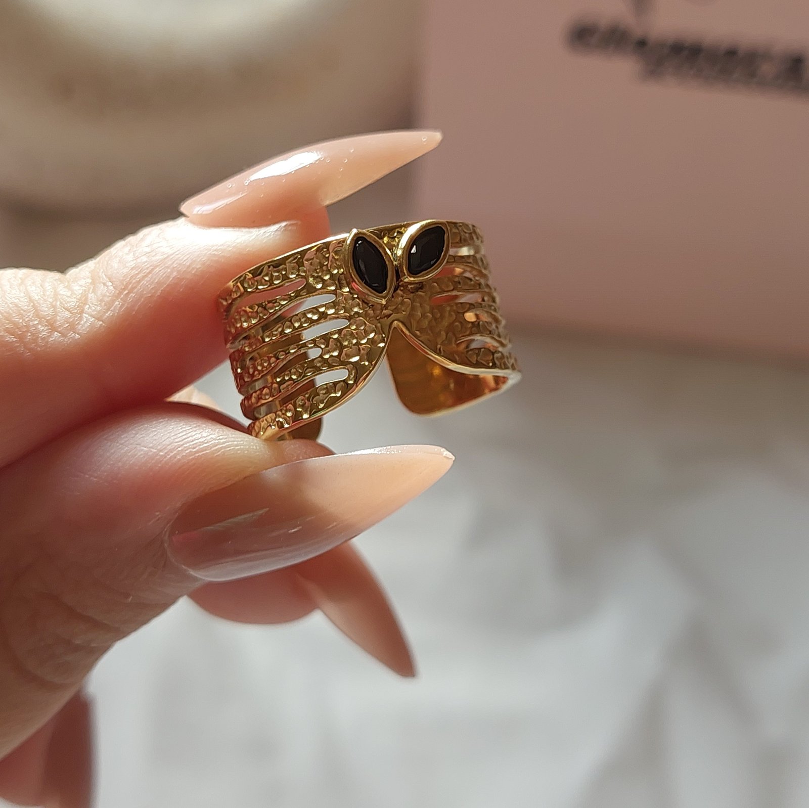 Double Black Stone Ring - Image 1