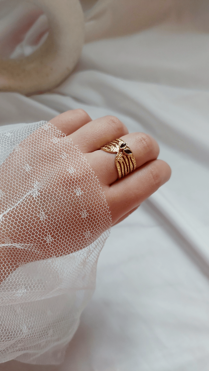 Double Black Stone Ring - Image 2