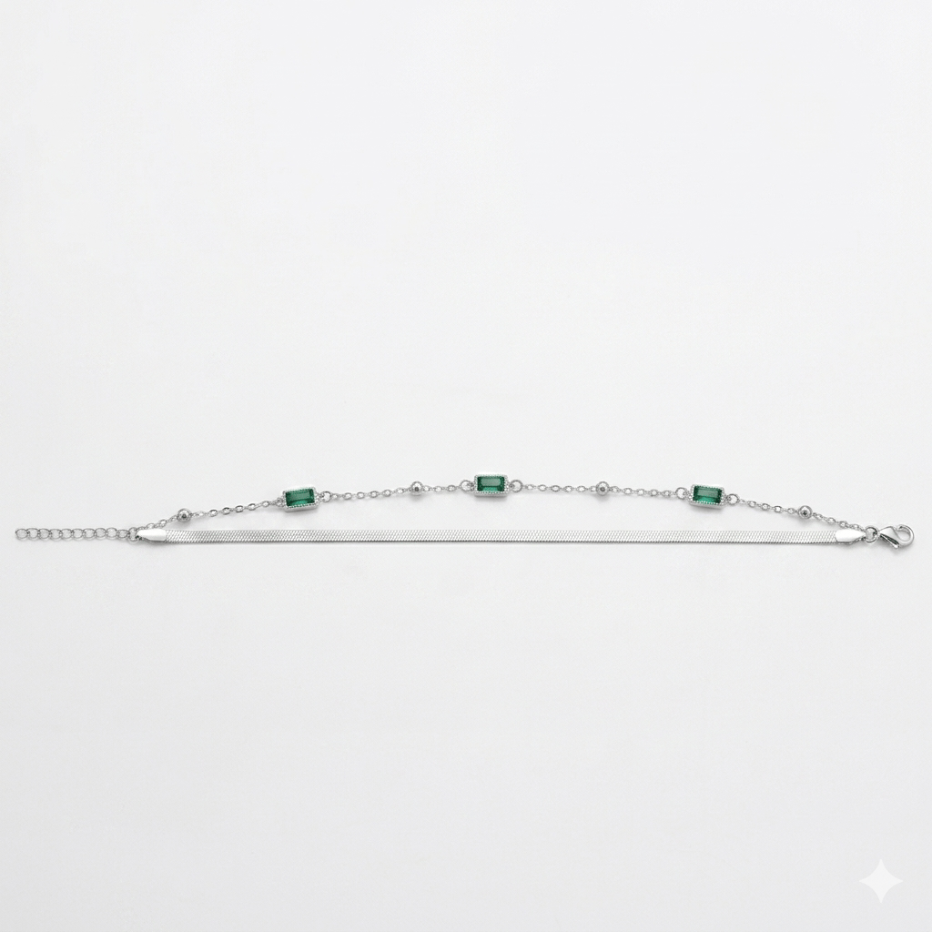 Emerald Square Anklet - Image 2