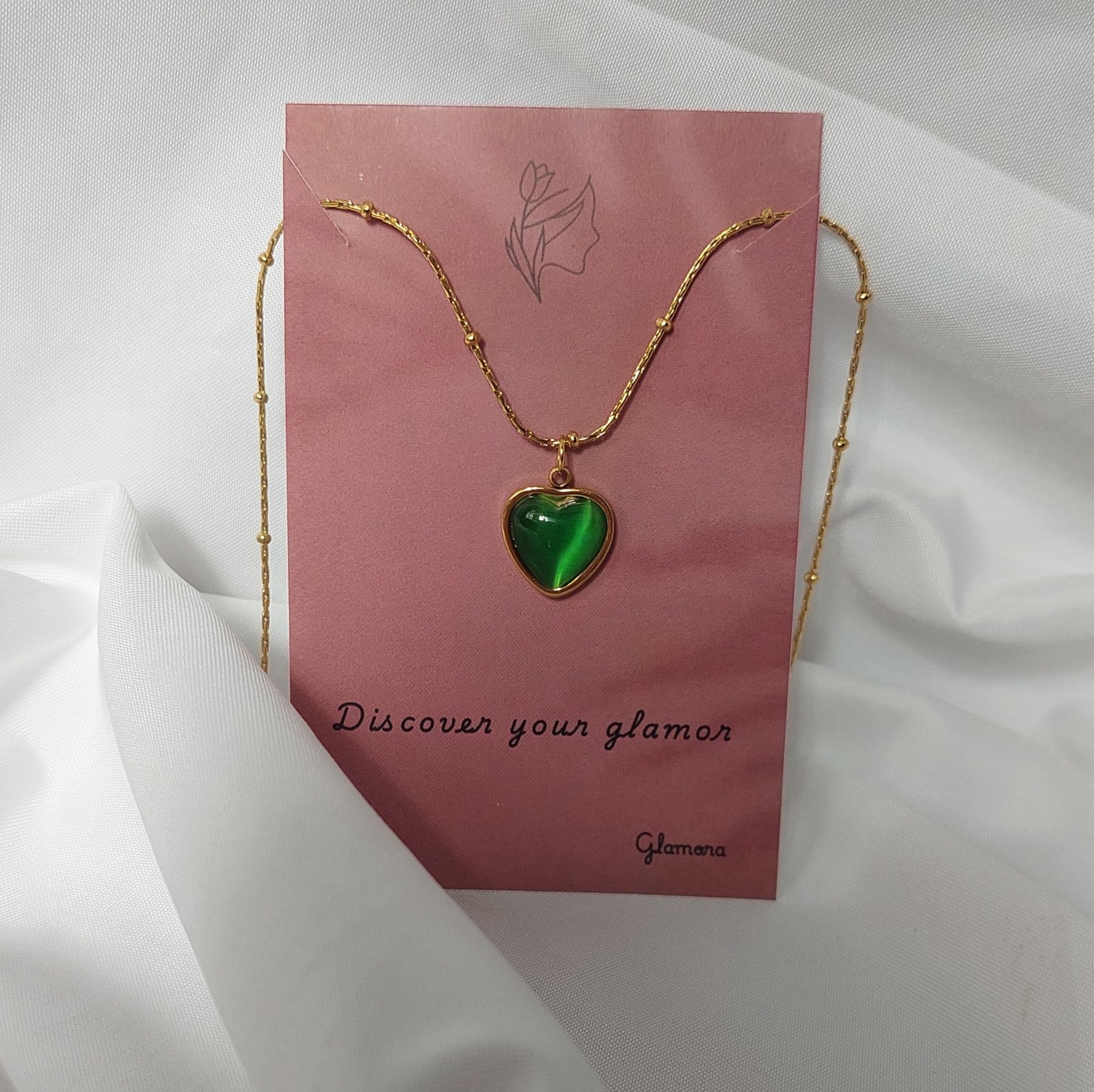 Emerald Heart Necklace - صورة 2