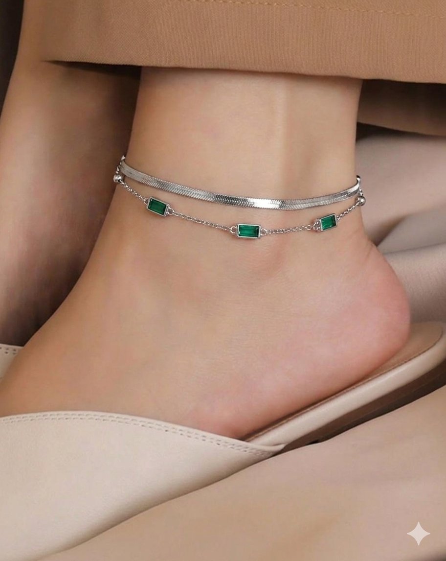 Emerald Square Anklet - Image 1