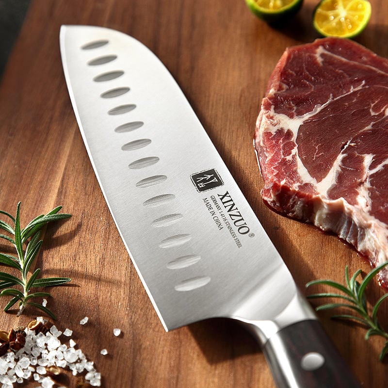 7inch german stainless steel santoku chef knife - Image 4