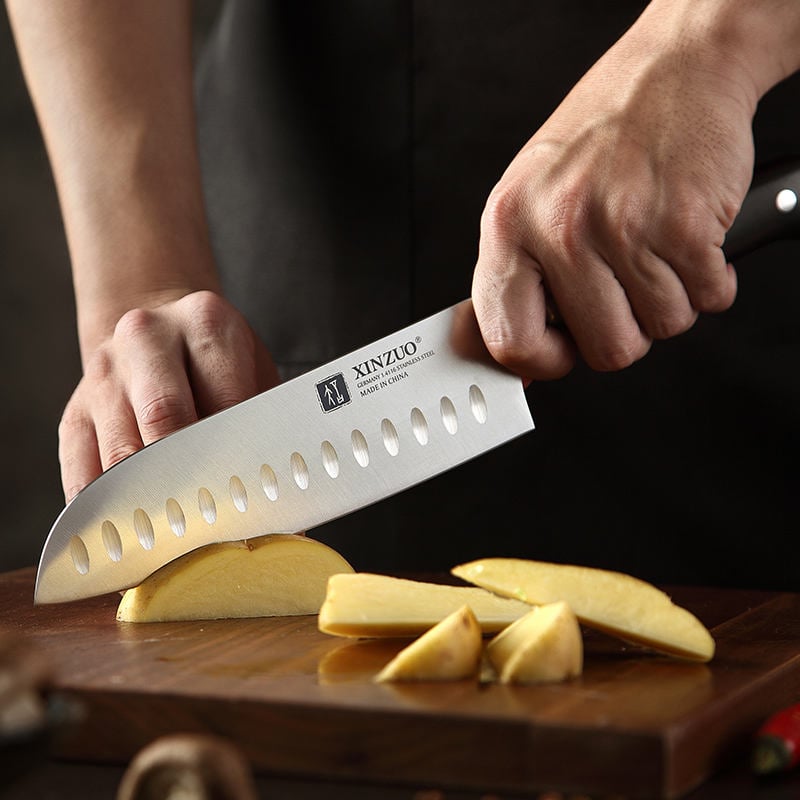7inch german stainless steel santoku chef knife - Image 5