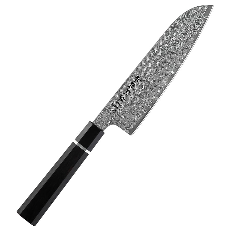 سكين سانتوكو طولها ٧ انش من الفولاذ الدمشقي المصنوعة يدويا - 7 inch handmade Japanese Damascus Santoku knife - صورة 4