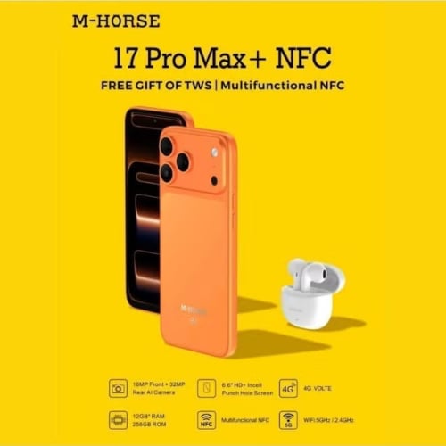 هاتف M-HORSE M17 Pro Max بشريحة NFC – شاشة 6.6 بوصة HD+ – رام 12 جيجابايت – ذاكرة 256 جيجابايت – بطارية 5000 مللي أمبير – 4G – لون برتقالي - صورة 2