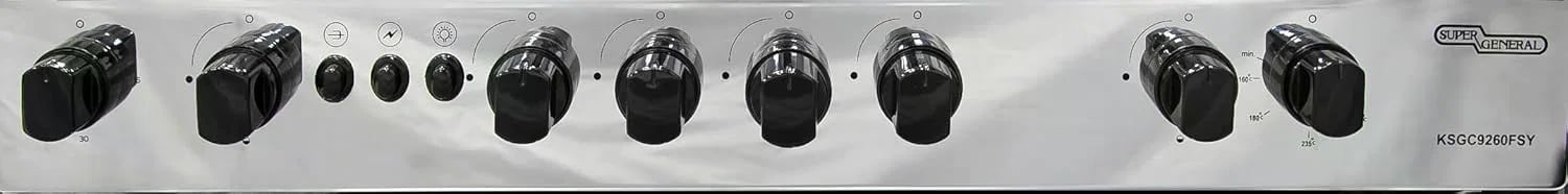 SUPER GENERAL Freestanding Gas Cooker 90×60CM 5 Burners Stainless Steel – KSGC9260FSY - Image 2