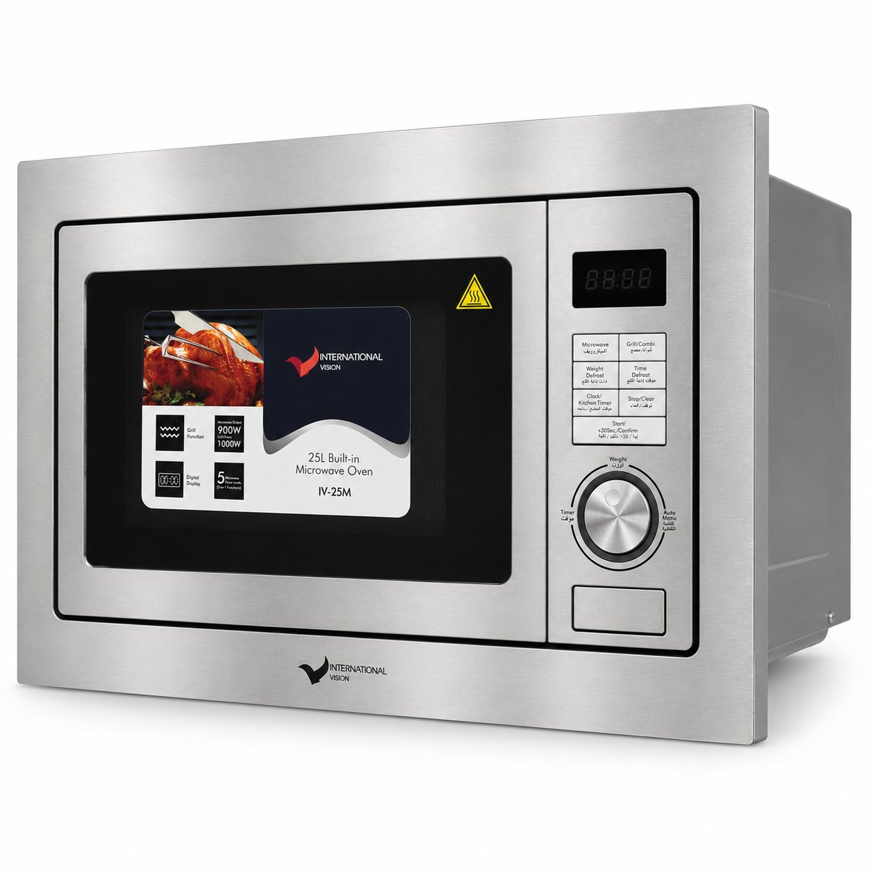 INTERNATIONAL VISION Built-In Microwave With Grill 25L Stainless Steel – IV-25M - Image 2