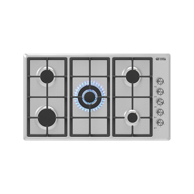 General Supreme Built-In Gas Hob 90cm 5 Burners Stainless Steel – GS90HGS - Image 2