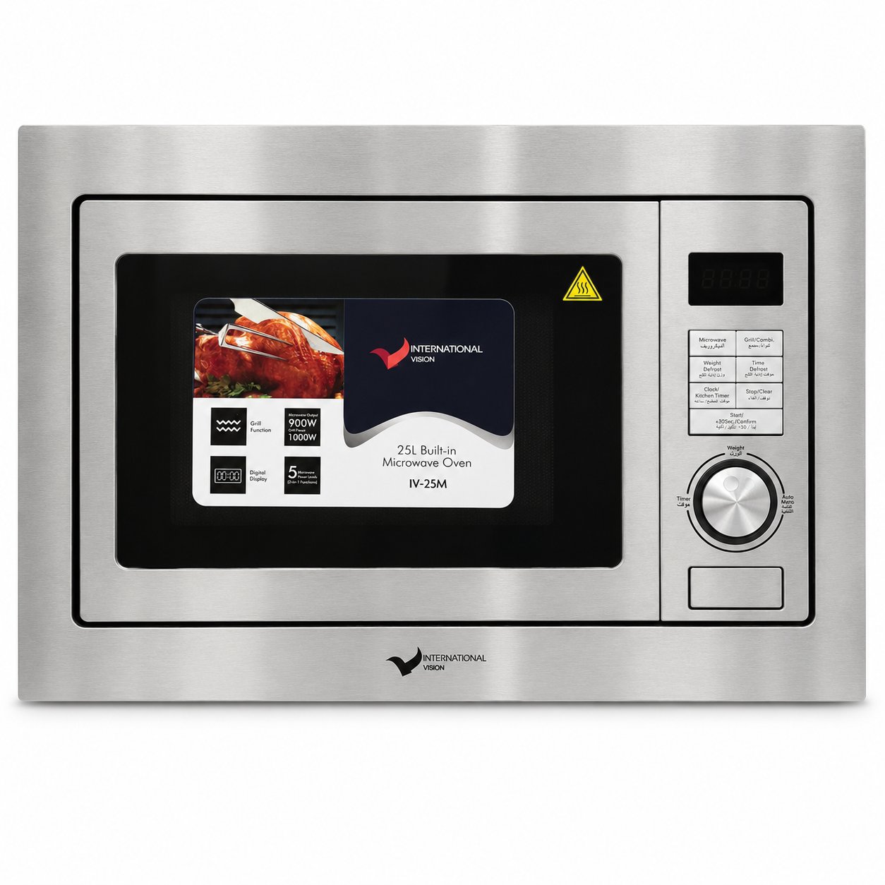 INTERNATIONAL VISION Built-In Microwave With Grill 25L Stainless Steel – IV-25M - Image 1