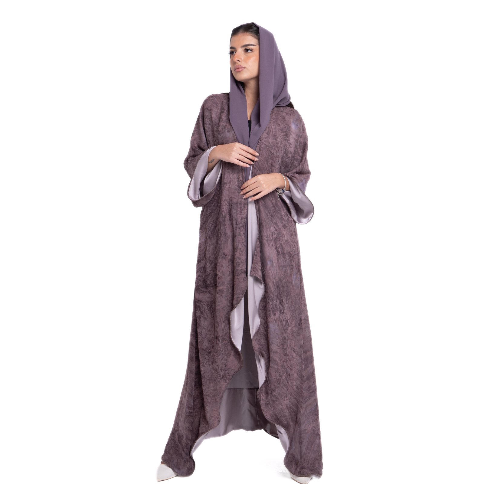 purple chiffon Abaya - Image 1