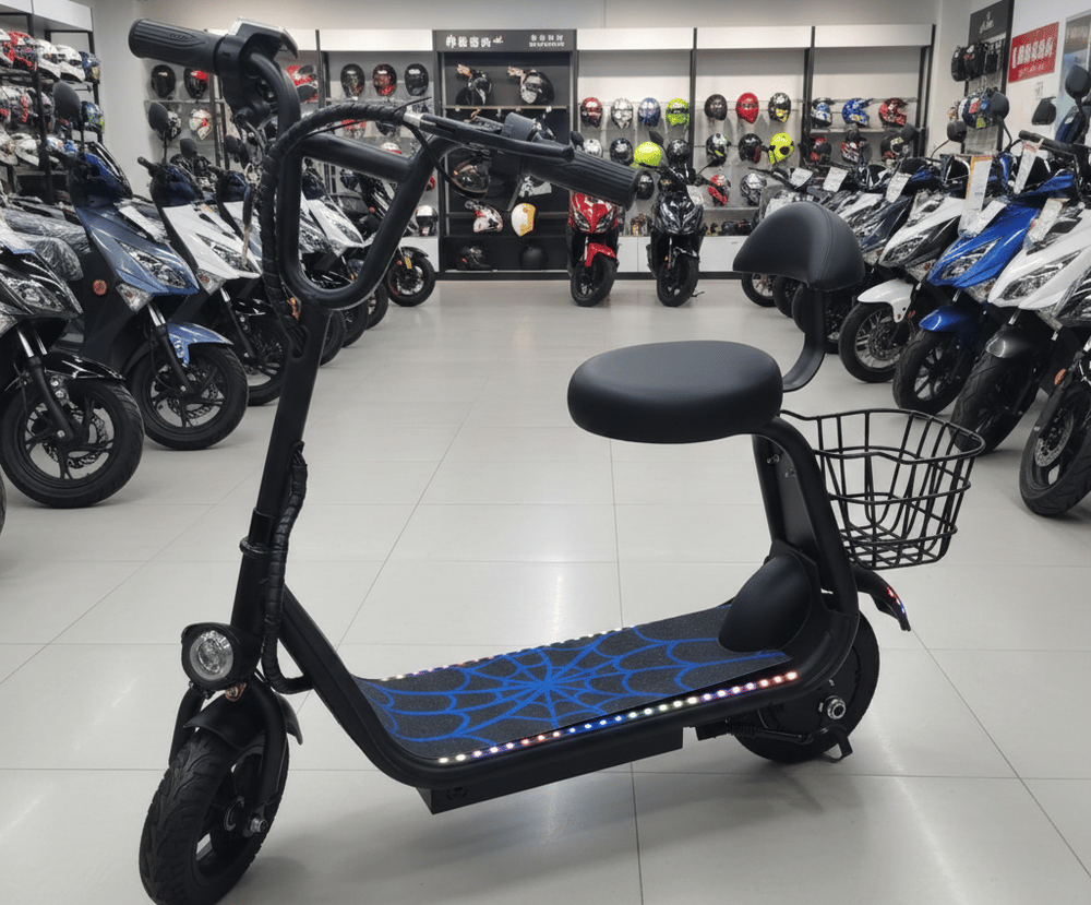 Mini electric scooter designed with a seat, a rear basket features like motor power (e.g., 36V) Z32 \ F1135166 - Image 1